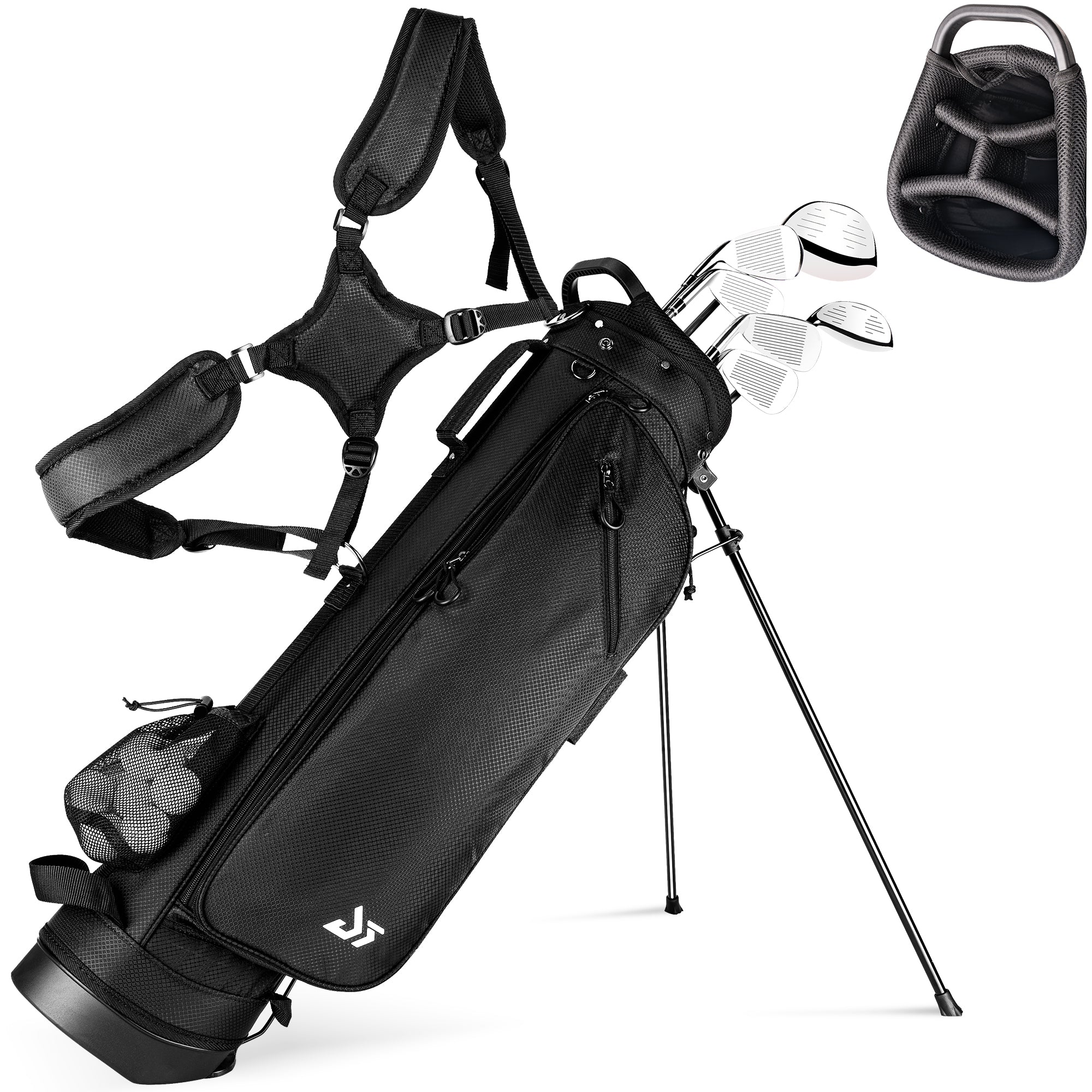 Dragon tiger Origin Stride Stand Bag – Balanced 4-Way Carry Bag for Walking Rounds,Black