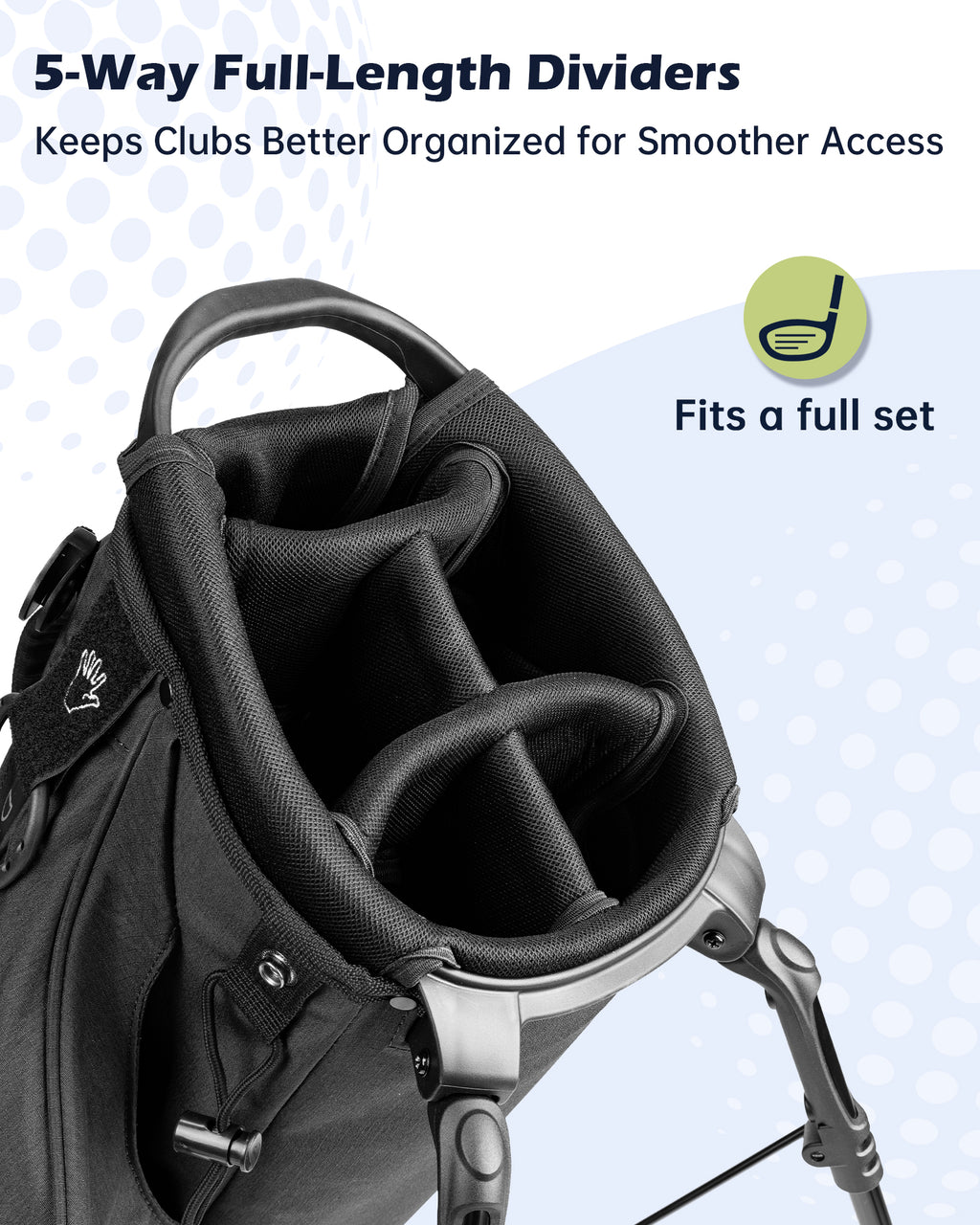 Dragon tiger Vista Carry Stand Bag – Organized 5-Way Golf Bag for Everyday Play,Black