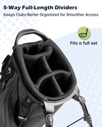 Dragon tiger Vista Carry Stand Bag – Organized 5-Way Golf Bag for Everyday Play,Black