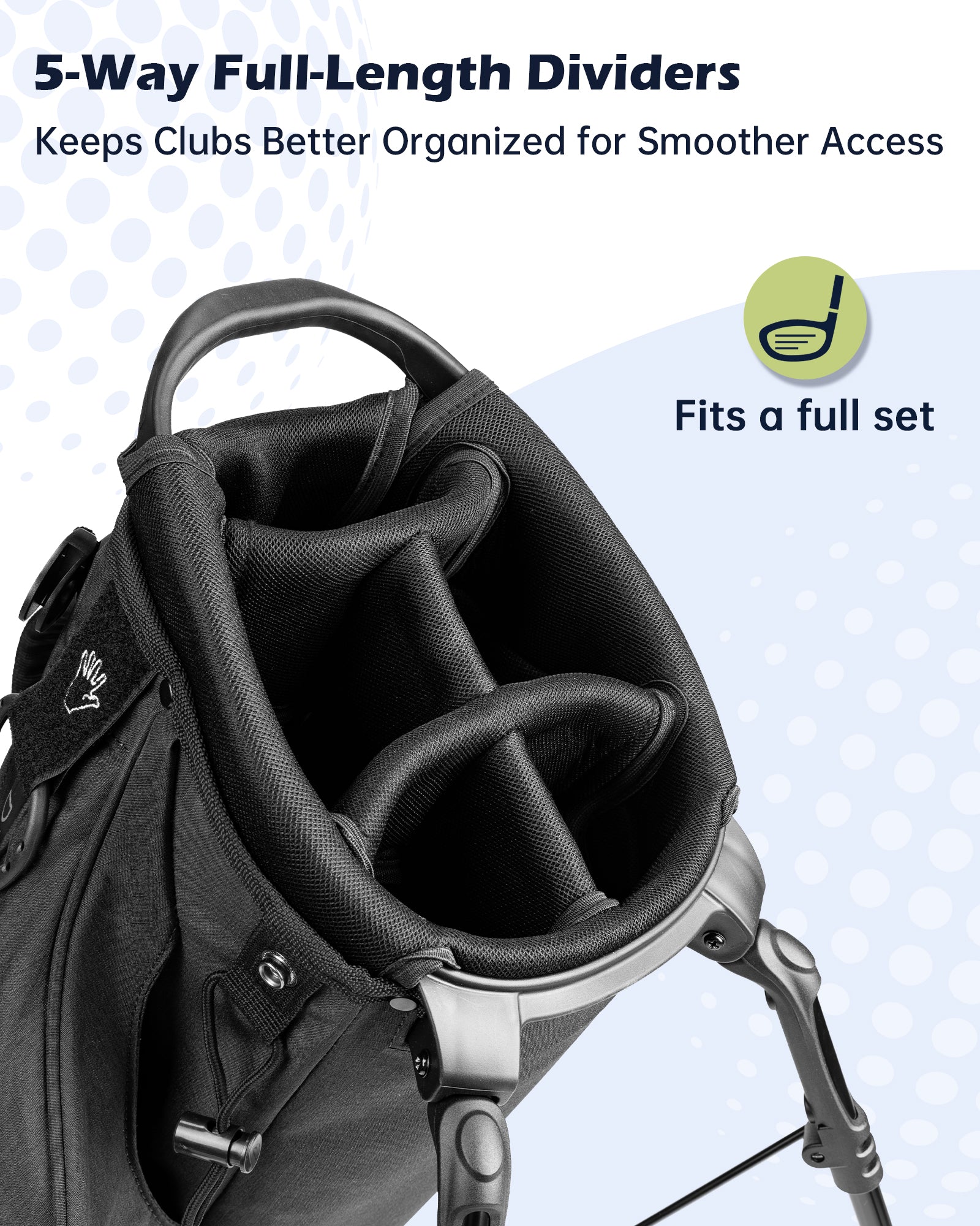 Dragon tiger Vista Carry Stand Bag – Organized 5-Way Golf Bag for Everyday Play,Black