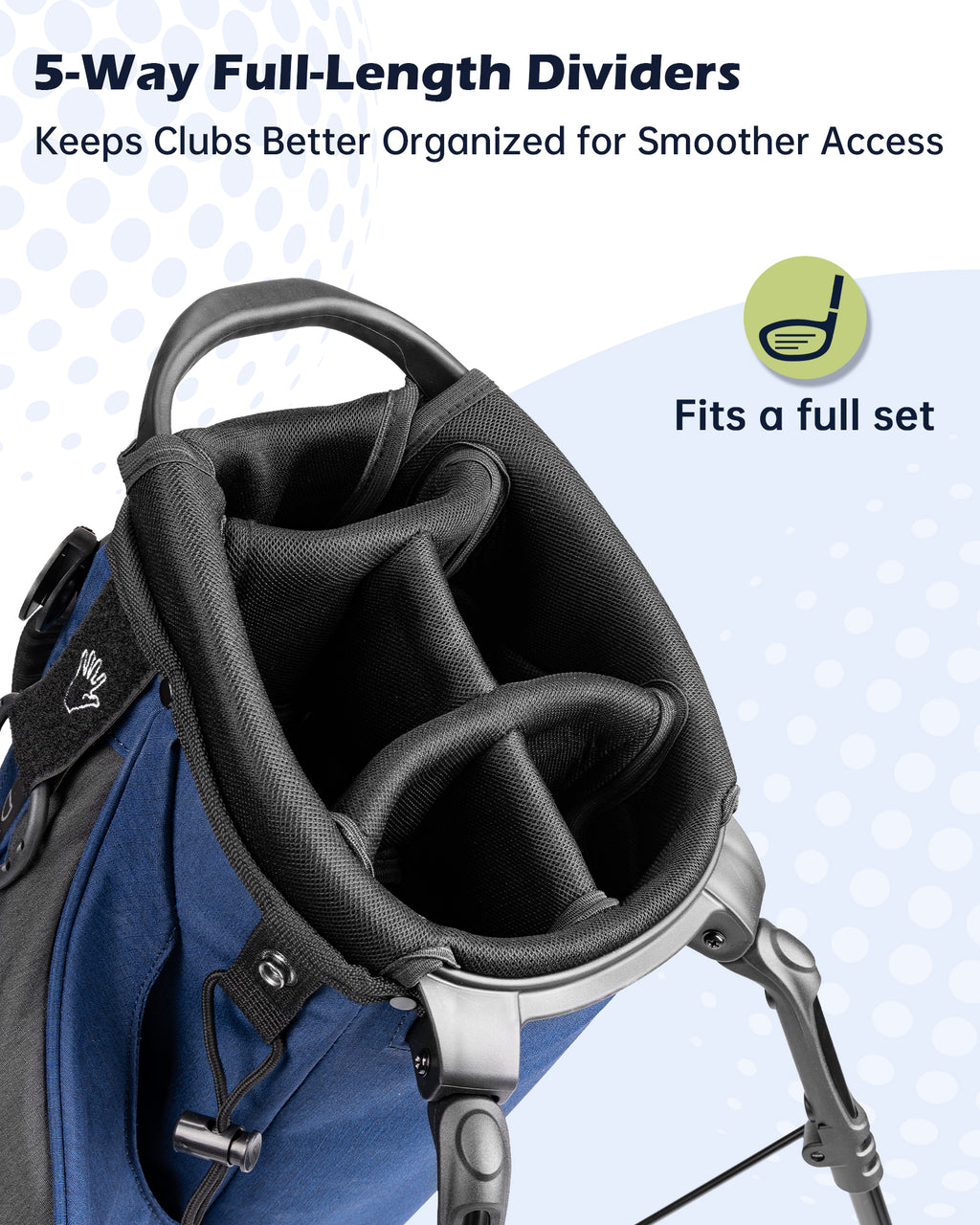 Dragon tiger Vista Carry Stand Bag – Organized 5-Way Golf Bag for Everyday Play,Navy