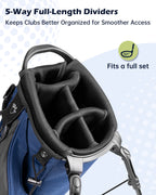 Dragon tiger Vista Carry Stand Bag – Organized 5-Way Golf Bag for Everyday Play,Navy