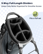 Dragon tiger Vista Carry Stand Bag – Organized 5-Way Golf Bag for Everyday Play,Gray