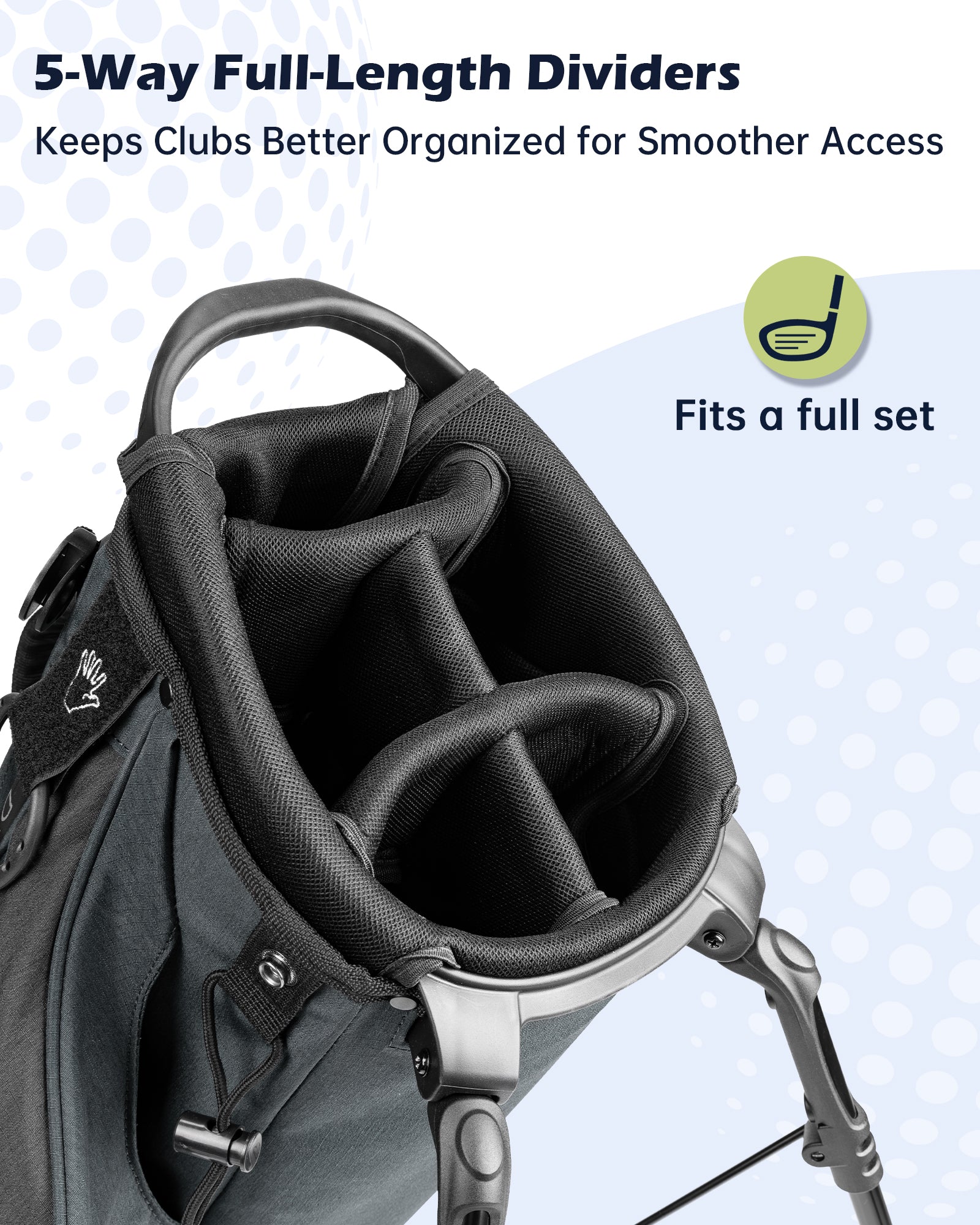 Dragon tiger Vista Carry Stand Bag – Organized 5-Way Golf Bag for Everyday Play,Gray