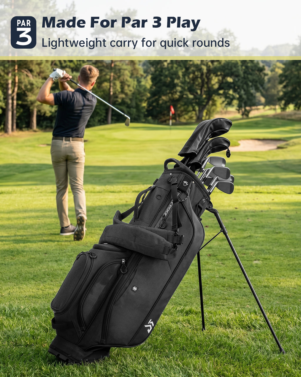 Dragon tiger Vista Carry Stand Bag – Organized 5-Way Golf Bag for Everyday Play,Black