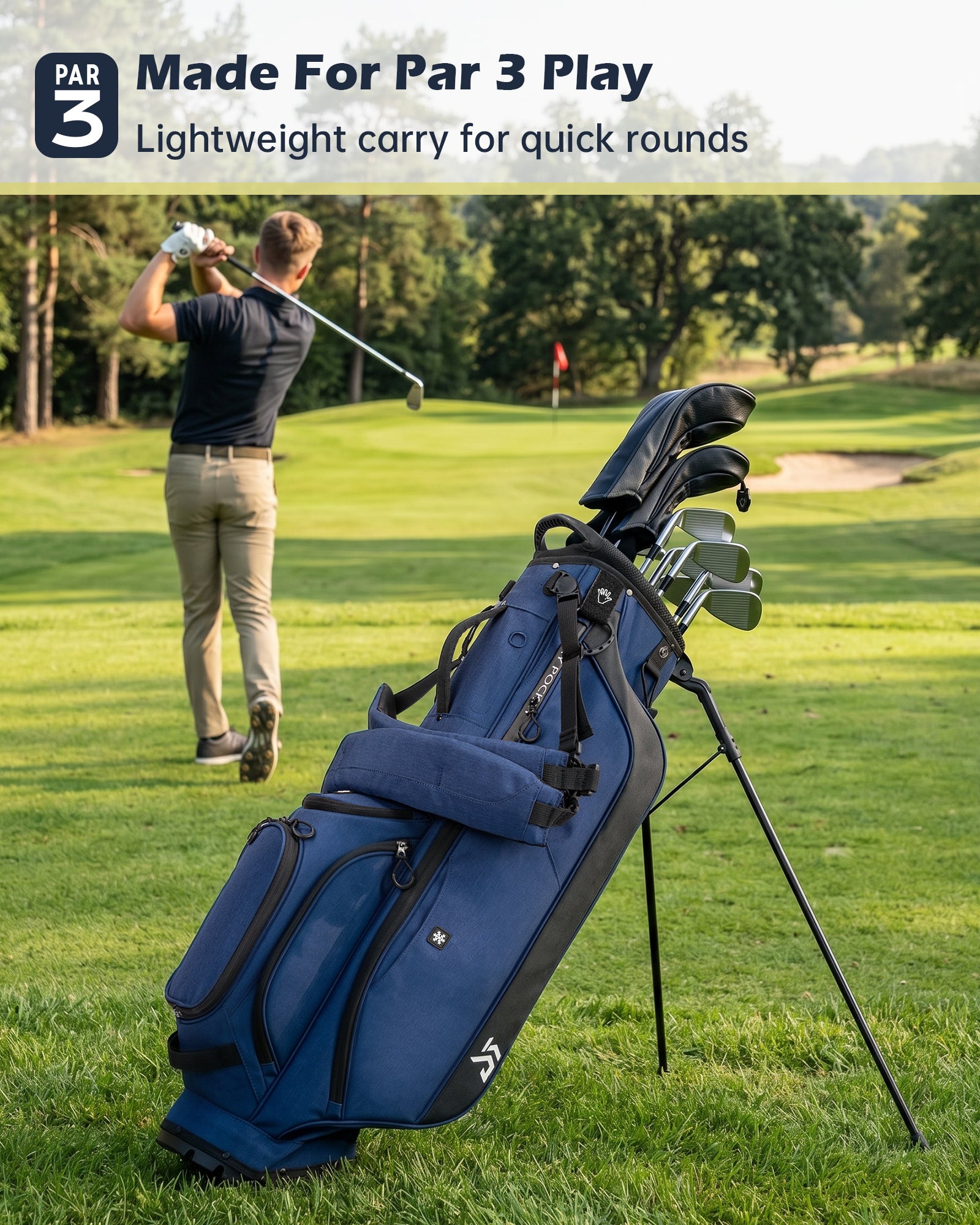 Dragon tiger Vista Carry Stand Bag – Organized 5-Way Golf Bag for Everyday Play,Navy