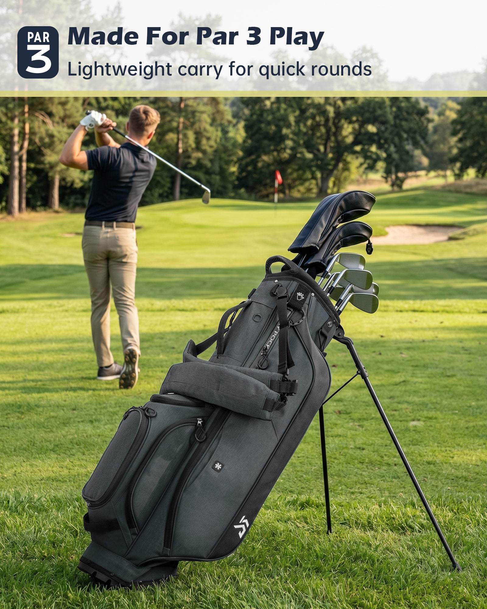 Dragon tiger Vista Carry Stand Bag – Organized 5-Way Golf Bag for Everyday Play,Gray