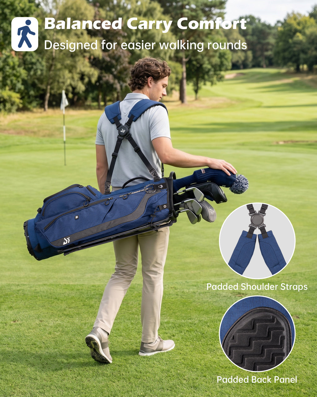 Dragon tiger Vista Carry Stand Bag – Organized 5-Way Golf Bag for Everyday Play,Navy