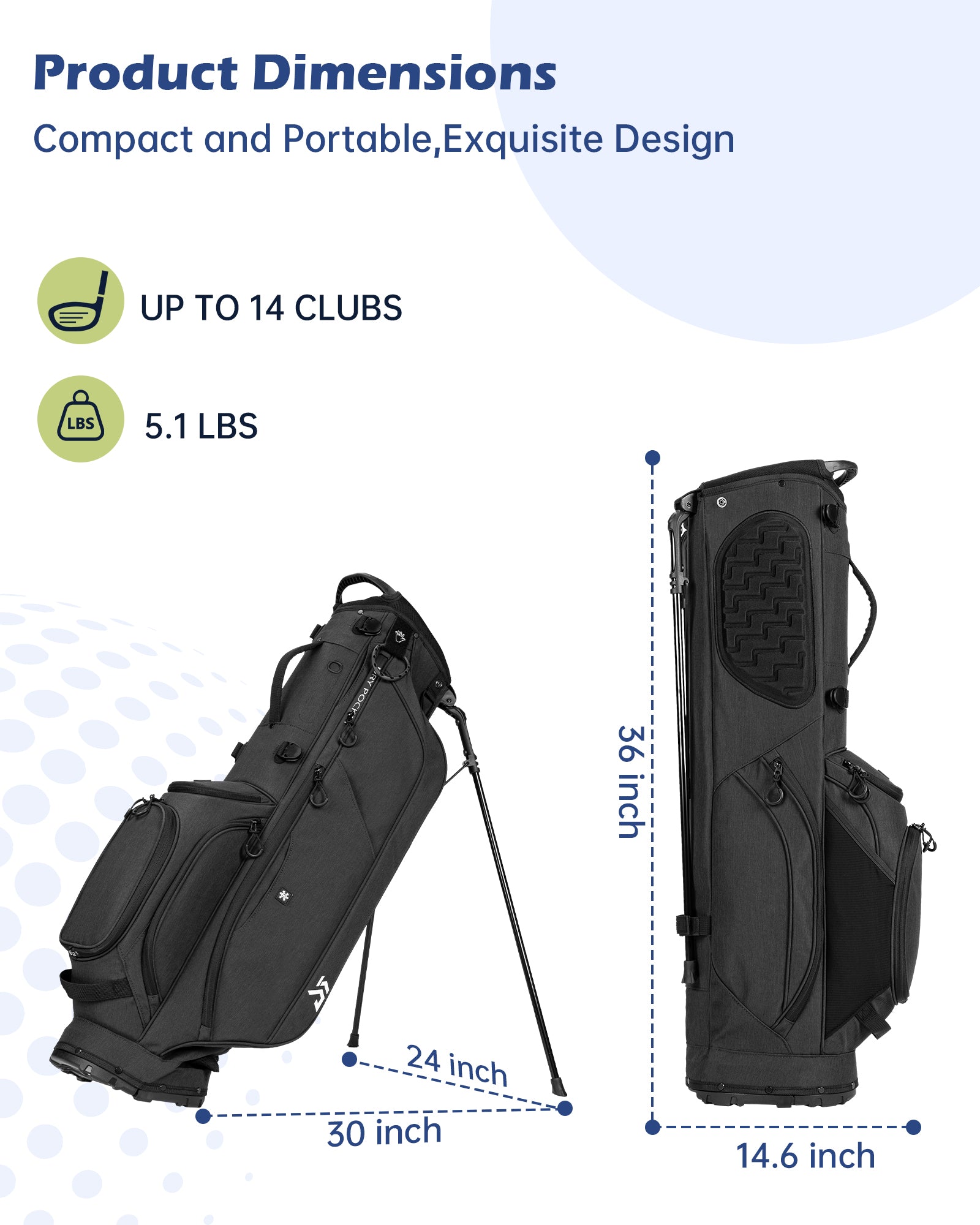 Dragon tiger Vista Carry Stand Bag – Organized 5-Way Golf Bag for Everyday Play,Black