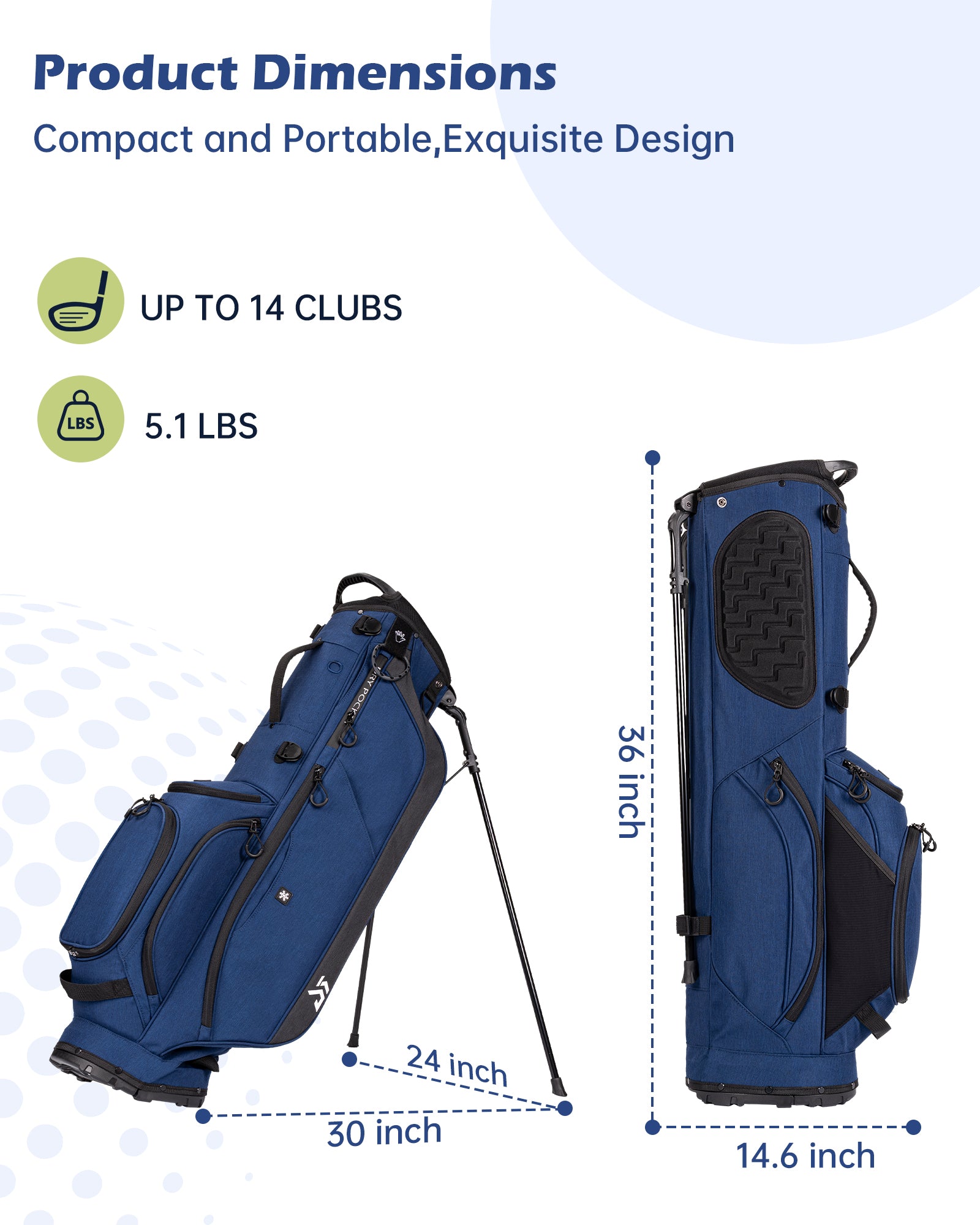 Dragon tiger Vista Carry Stand Bag – Organized 5-Way Golf Bag for Everyday Play,Navy