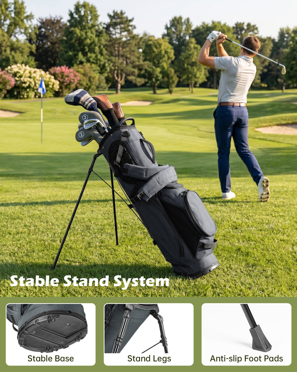 Dragon tiger Vista Carry Stand Bag – Organized 5-Way Golf Bag for Everyday Play,Gray