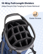 Dragon tiger Vista Tour 14-Way Stand Bag – Full-Length Divider Golf Bag for Complete Club Organization,Navy