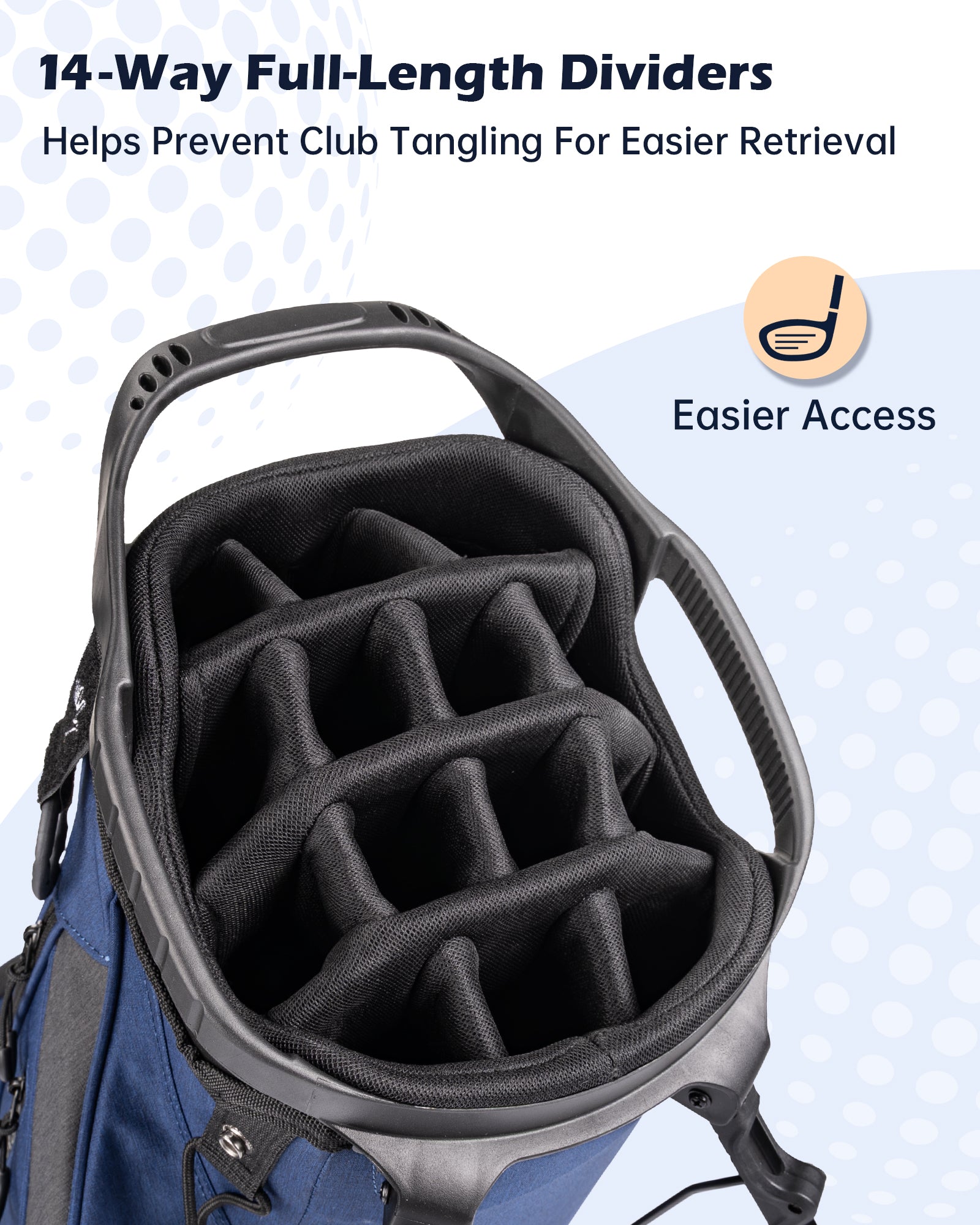 Dragon tiger Vista Tour 14-Way Stand Bag – Full-Length Divider Golf Bag for Complete Club Organization,Navy