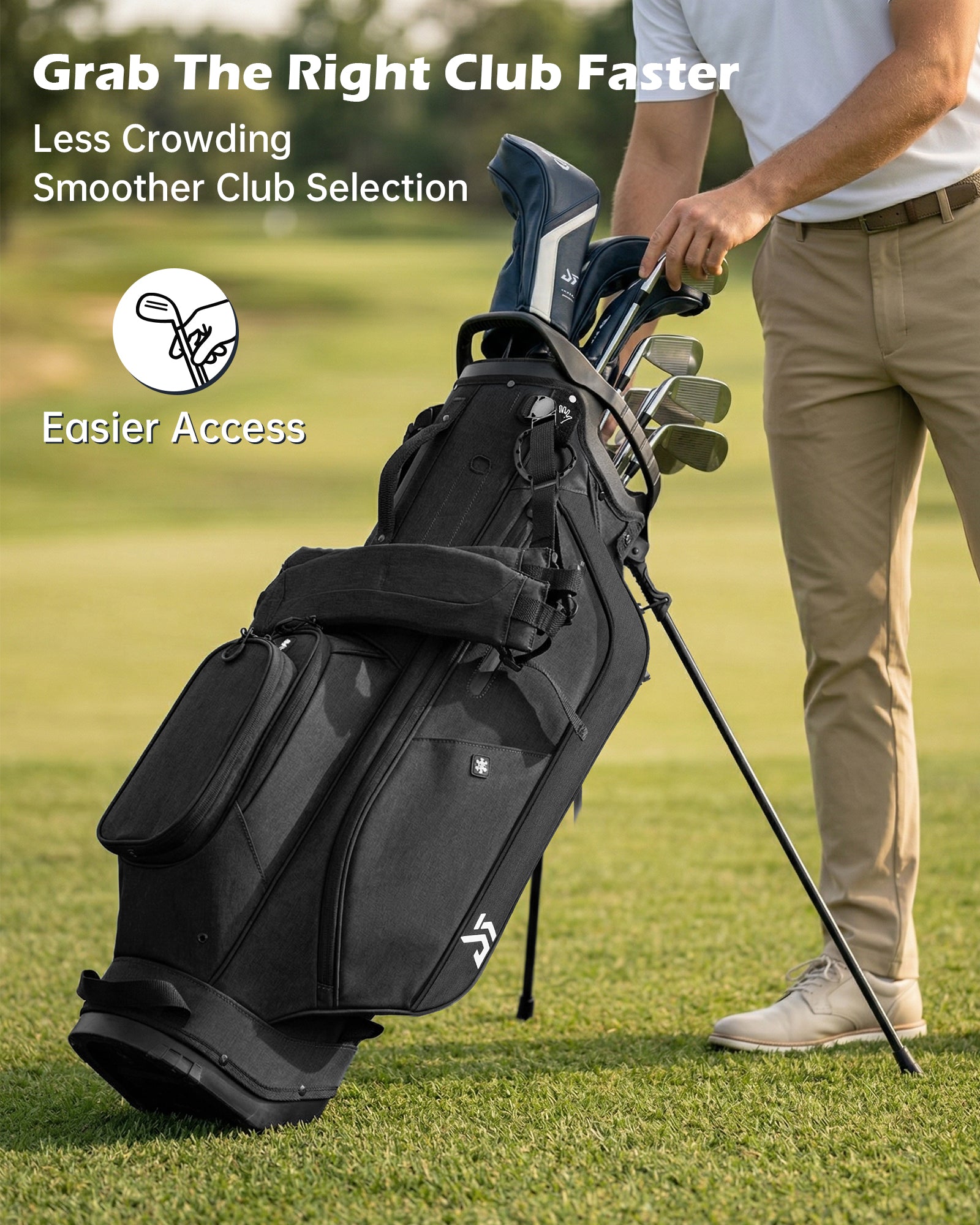 Dragon tiger Vista Tour 14-Way Stand Bag – Full-Length Divider Golf Bag for Complete Club Organization,Black