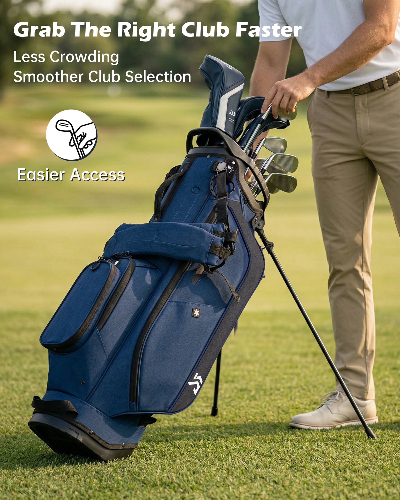 Dragon tiger Vista Tour 14-Way Stand Bag – Full-Length Divider Golf Bag for Complete Club Organization,Navy