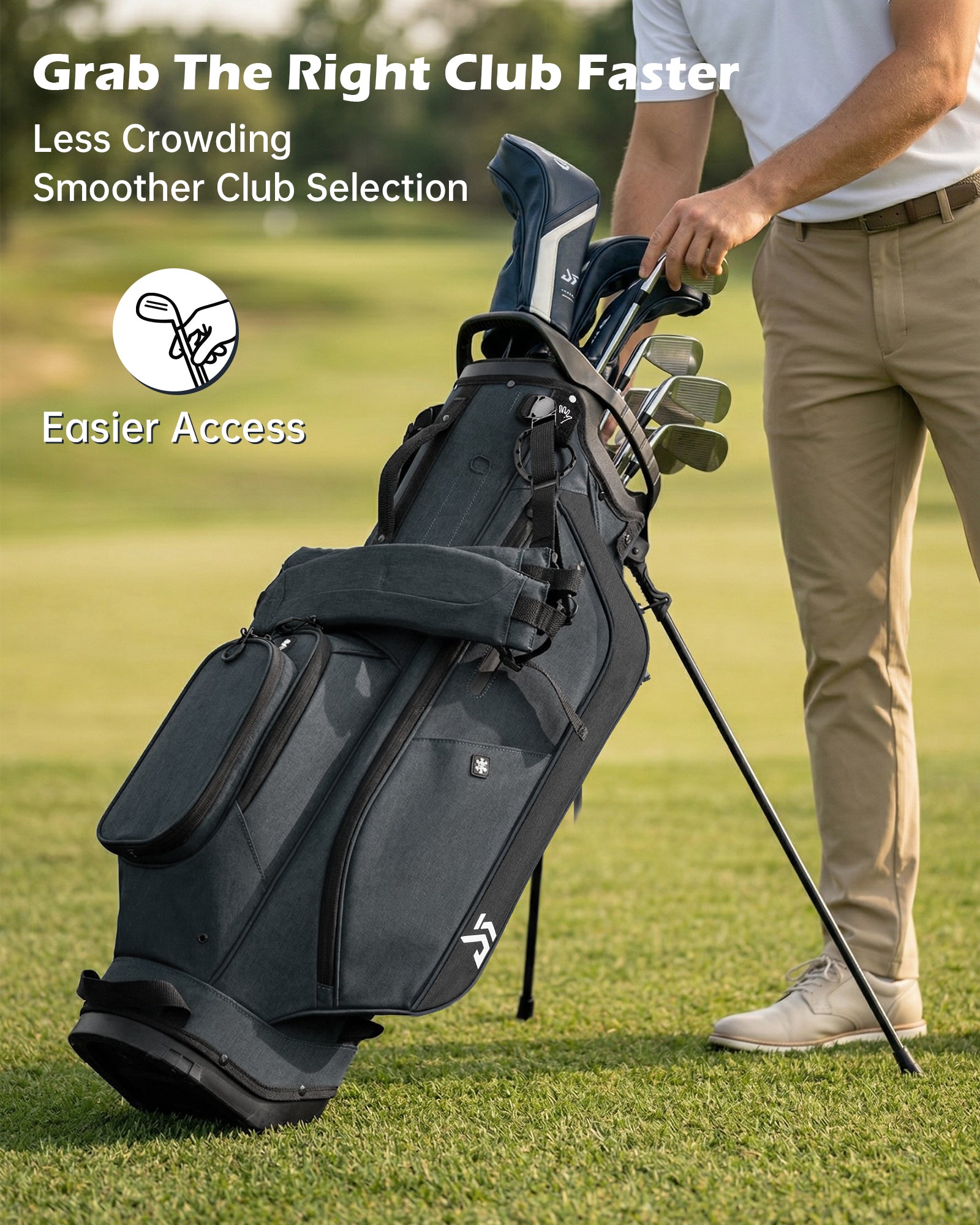 Dragon tiger Vista Tour 14-Way Stand Bag – Full-Length Divider Golf Bag for Complete Club Organization,Gray