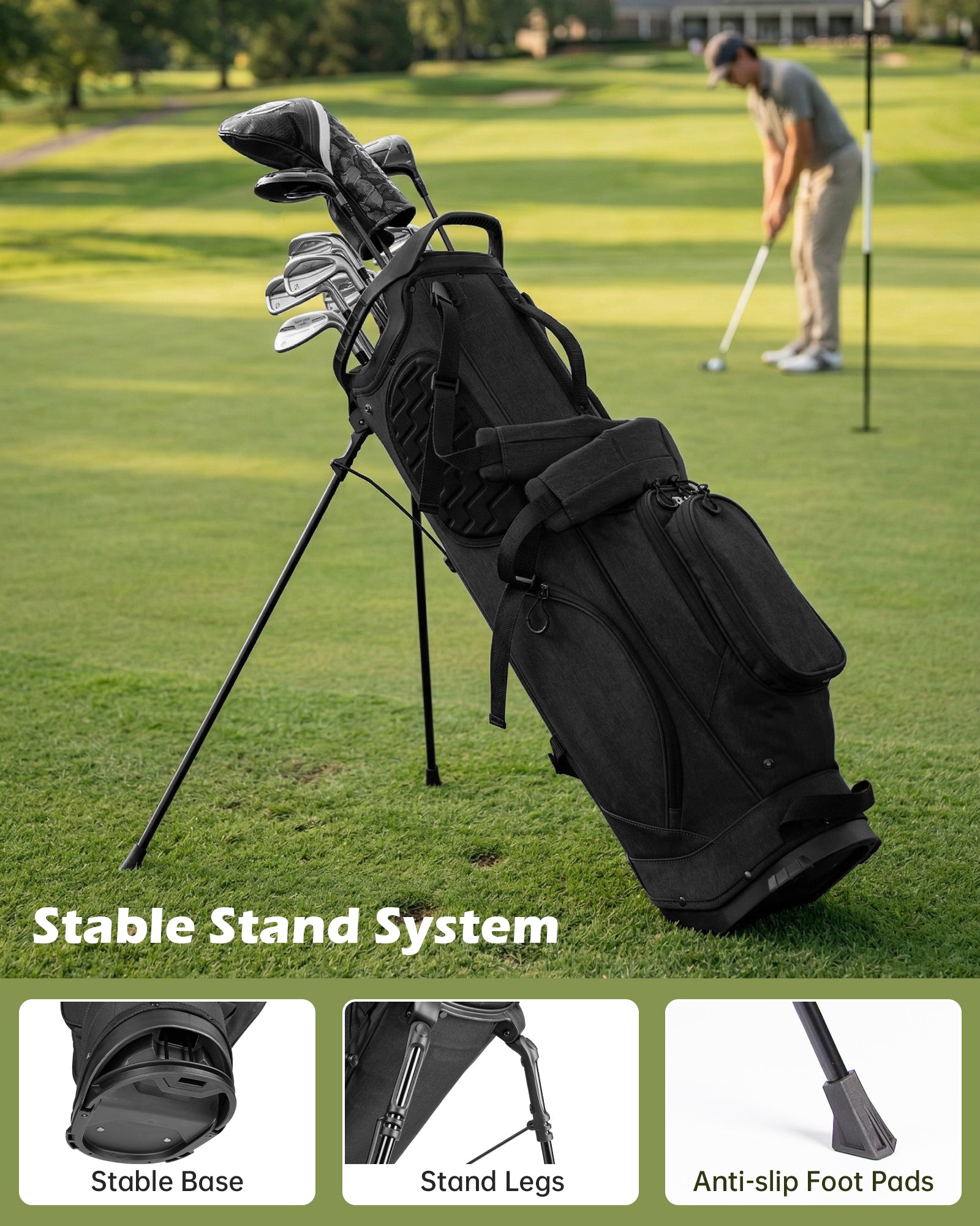 Dragon tiger Vista Tour 14-Way Stand Bag – Full-Length Divider Golf Bag for Complete Club Organization,Black