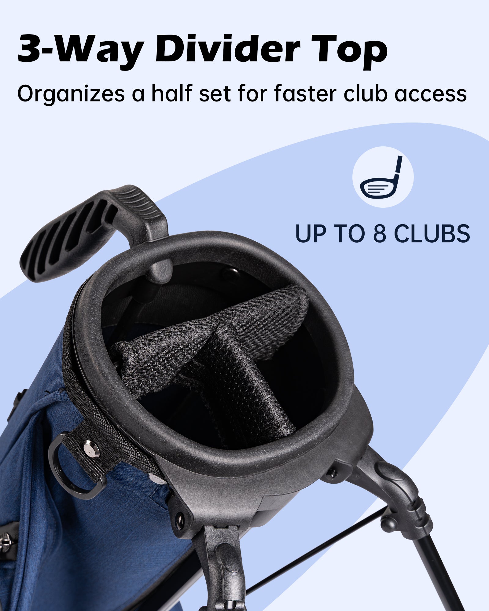 Dragon Tiger Vista Range Sunday Bag – Lightweight 3-Way Golf Bag for Practice & Short Rounds,Navy