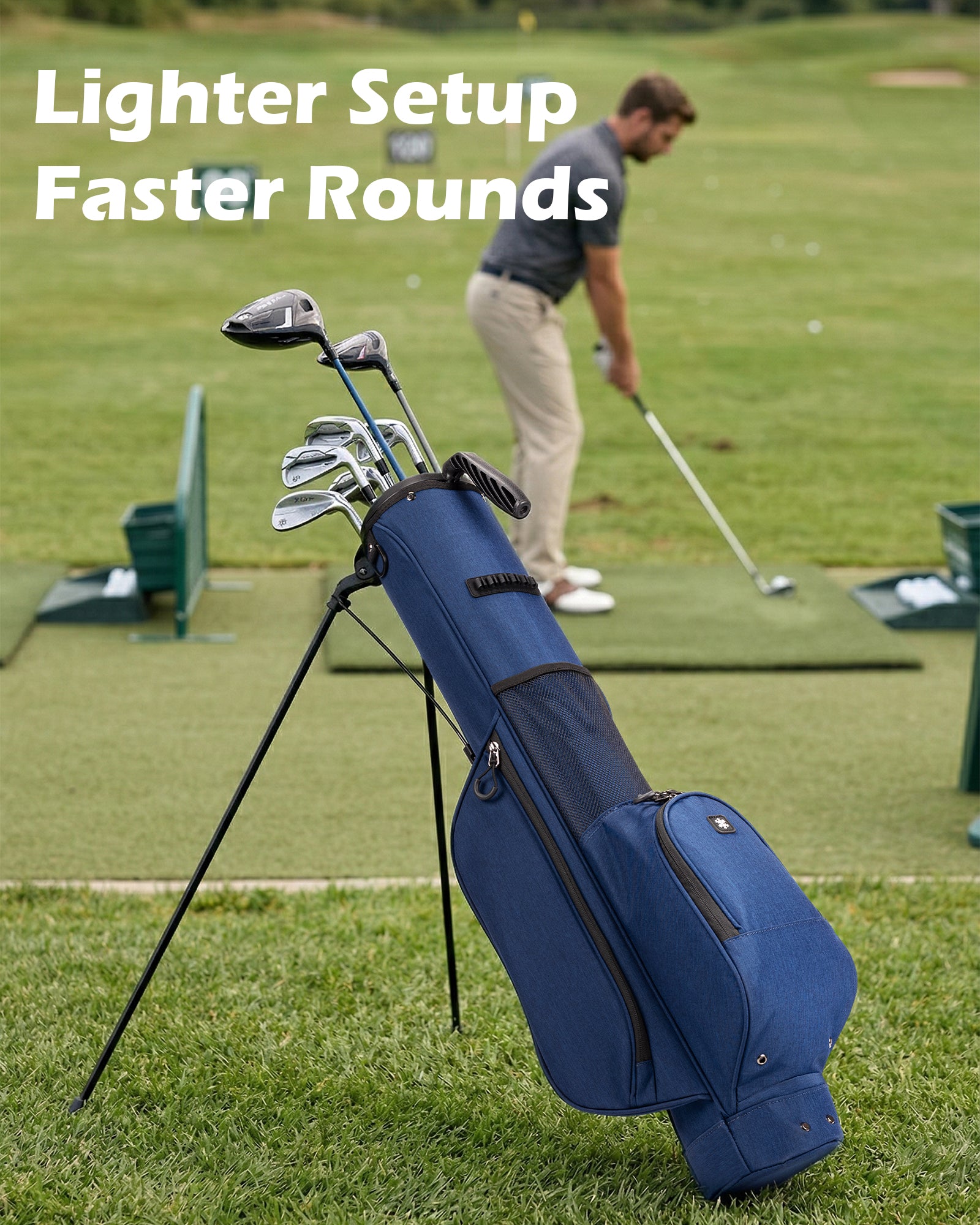 Dragon Tiger Vista Range Sunday Bag – Lightweight 3-Way Golf Bag for Practice & Short Rounds,Navy