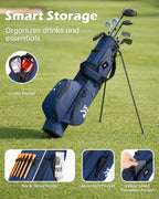 Dragon Tiger Vista Range Sunday Bag – Lightweight 3-Way Golf Bag for Practice & Short Rounds,Navy