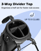 Dragon Tiger Vista Range Sunday Bag – Lightweight 3-Way Golf Bag for Practice & Short Rounds,Black