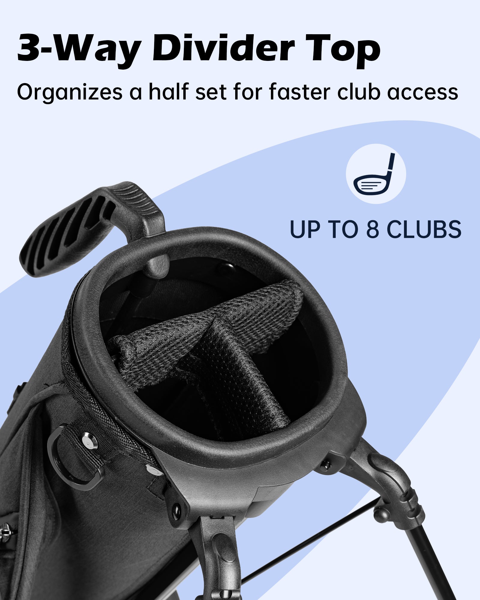 Dragon Tiger Vista Range Sunday Bag – Lightweight 3-Way Golf Bag for Practice & Short Rounds,Black