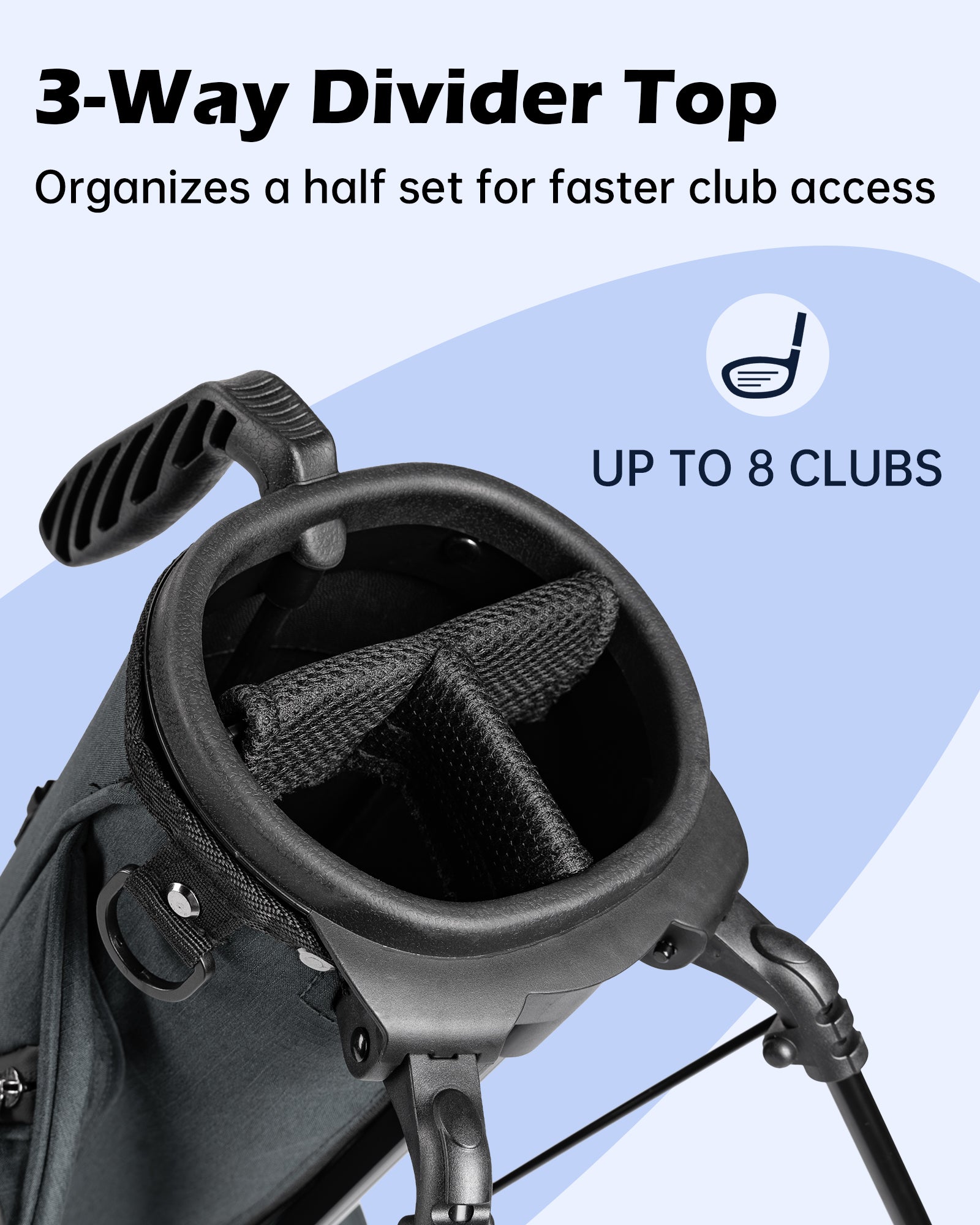 Dragon Tiger Vista Range Sunday Bag – Lightweight 3-Way Golf Bag for Practice & Short Rounds,Gray