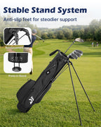 Dragon Tiger Vista Range Sunday Bag – Lightweight 3-Way Golf Bag for Practice & Short Rounds,Black