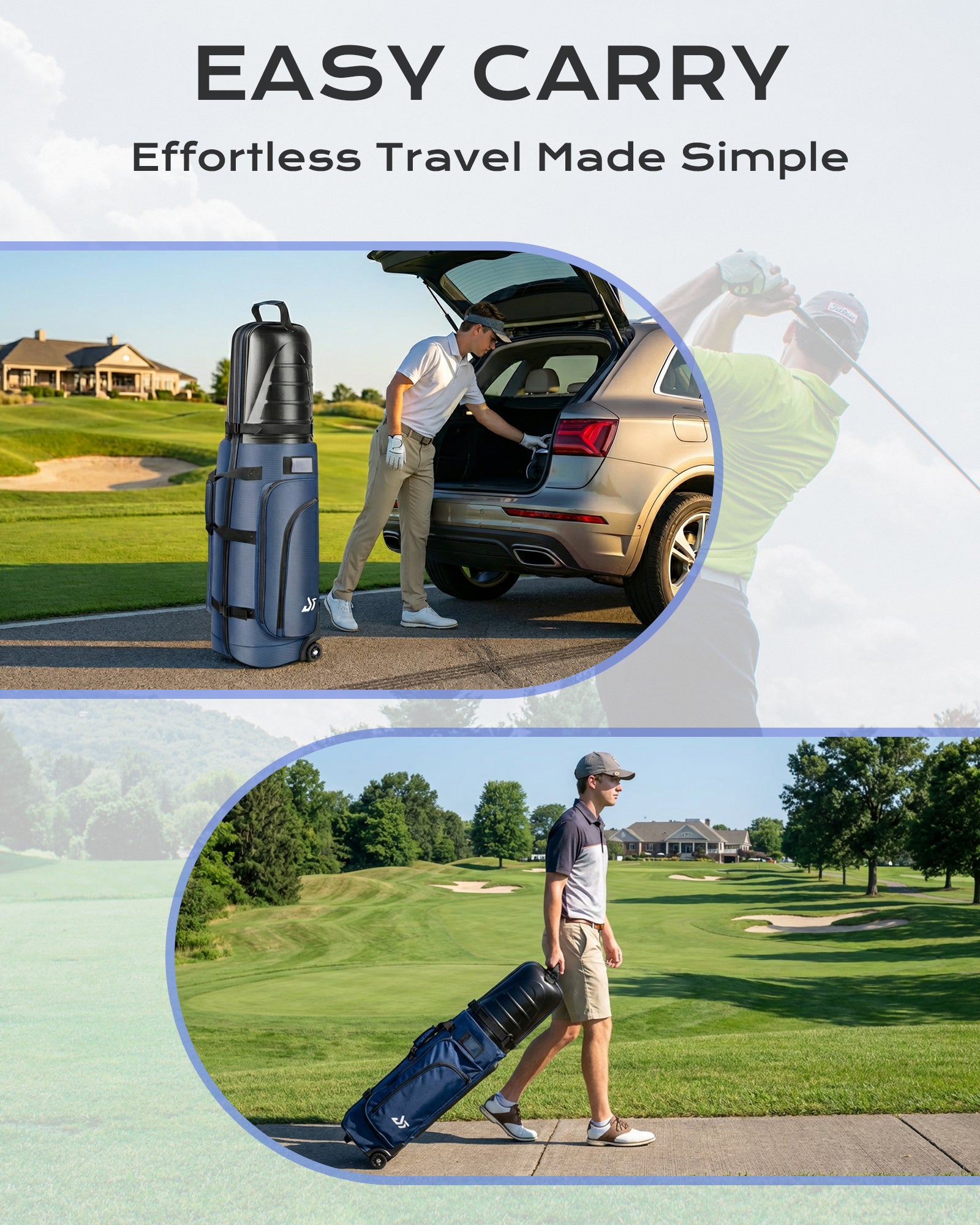 Dragon tiger Origin Travel Golf Bag Cover – Protective Travel Bag for Golf Clubs on the Road,Navy