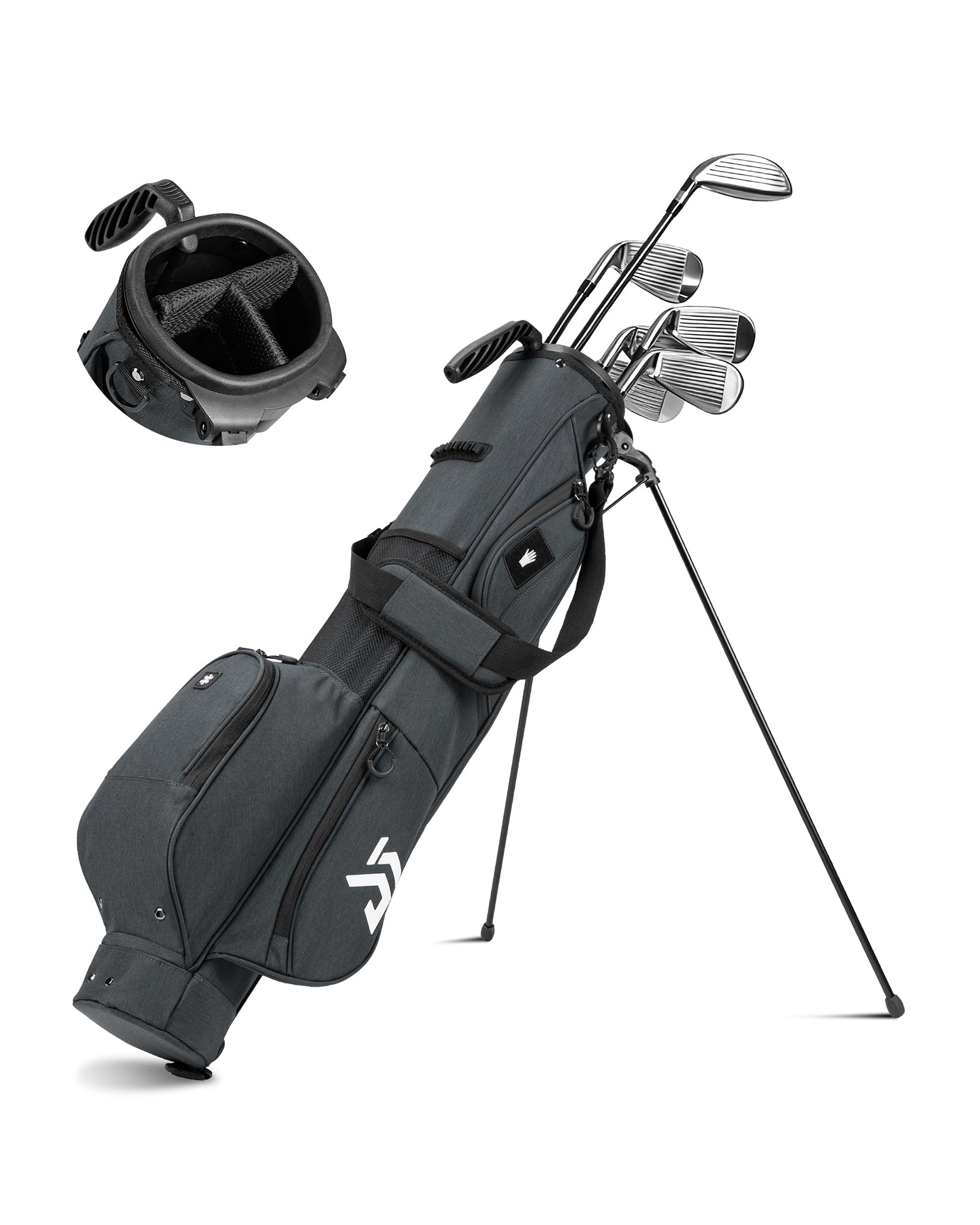 Dragon Tiger Vista Range Sunday Bag – Lightweight 3-Way Golf Bag for Practice & Short Rounds,Black