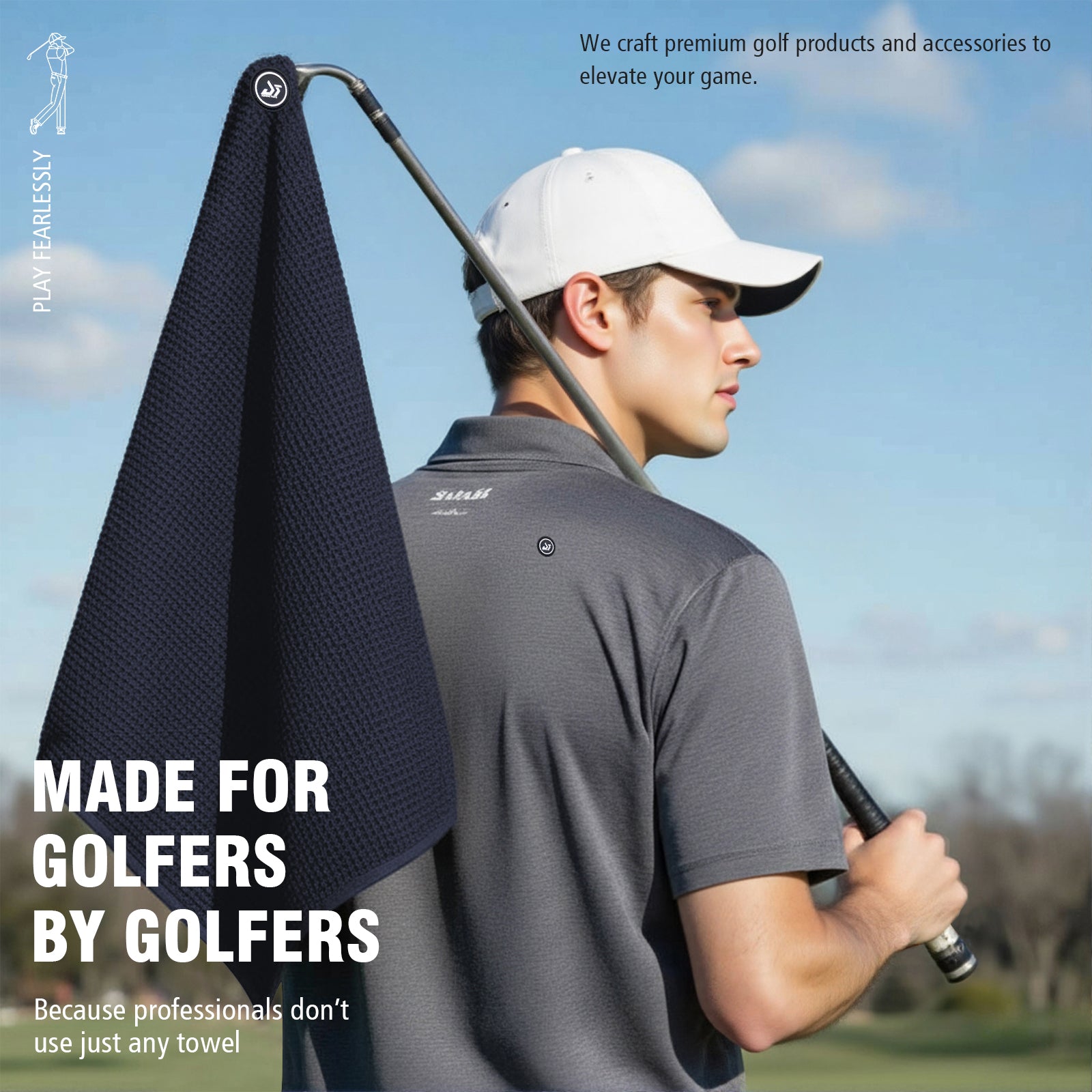 Dragon tiger Magnetic Golf Towel – 23.6"x15.7" Microfiber Waffle Weave with Magnet & Carabiner, Ultra Absorbent for Clubs, Bags & Carts