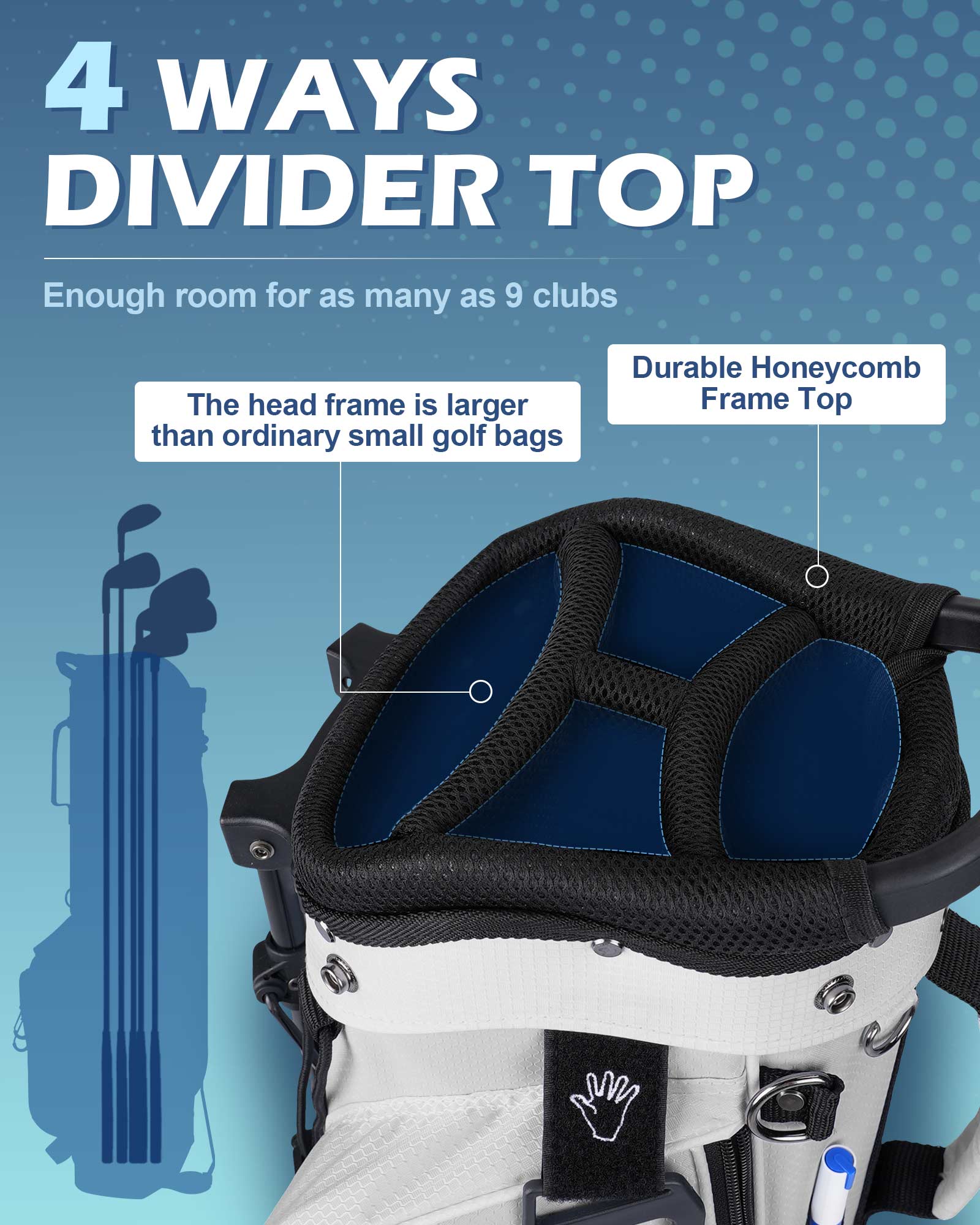 Dragon tiger Origin Stride – A Balanced 4-Way Stand Bag for Walking Golfers,White