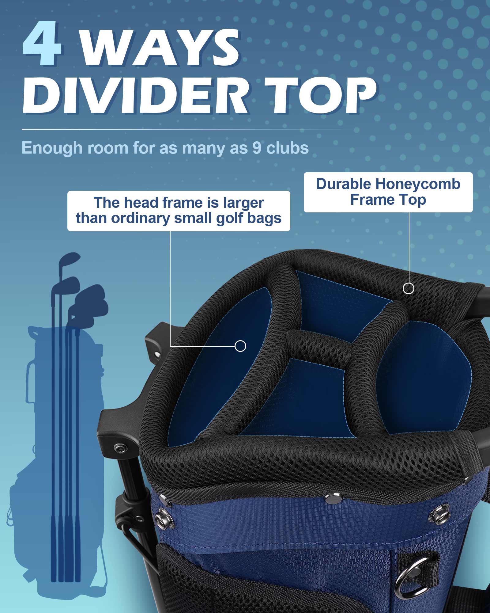 Dragon tiger Origin Stride – A Balanced 4-Way Stand Bag for Walking Golfers,Navy