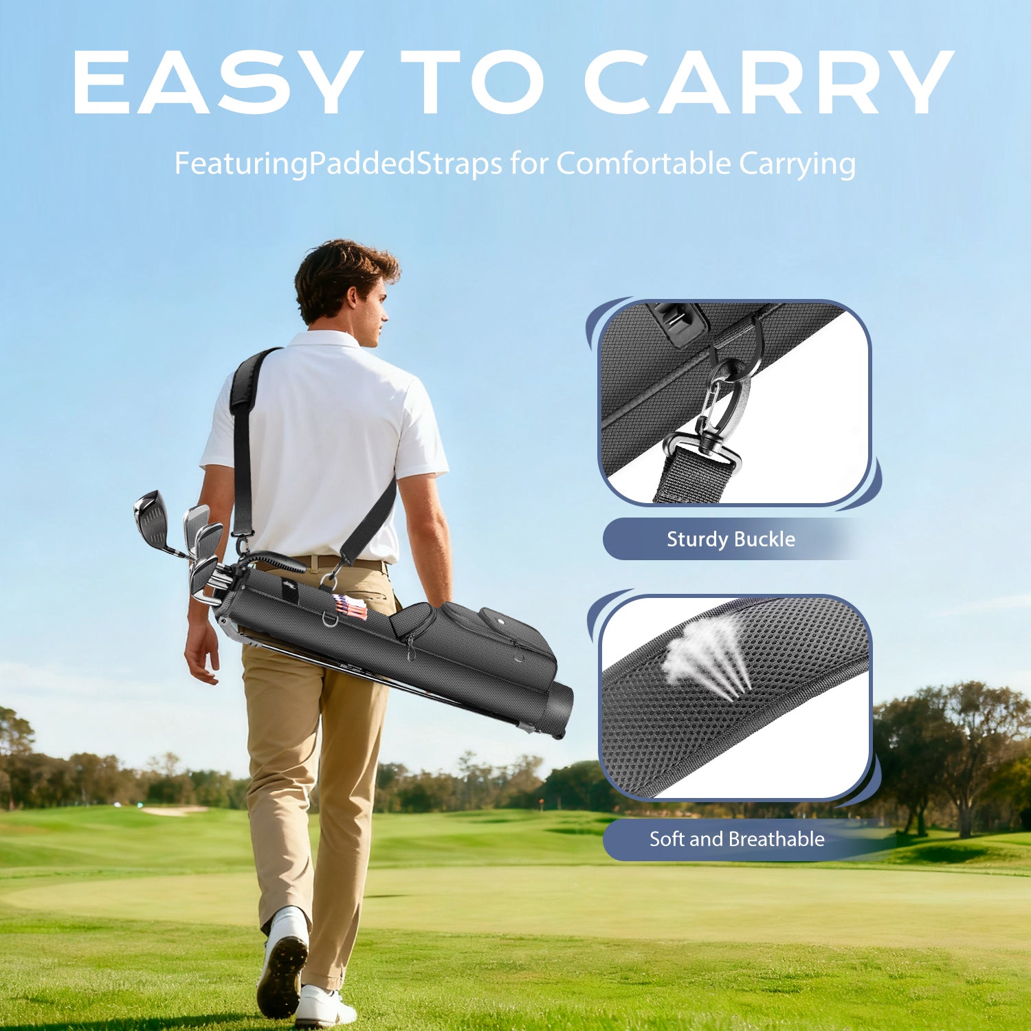 Dragon tiger Origin Mini Sunday Bag – Compact 2-Way Carry Bag for Par 3 & Range Days,Black