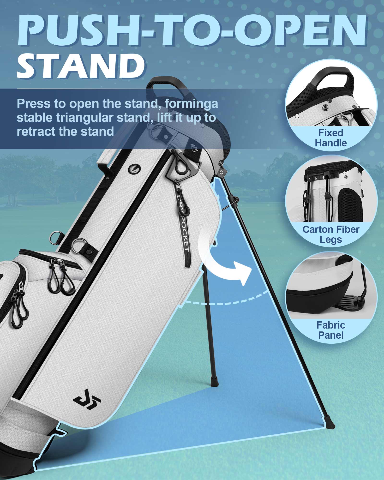 Dragon tiger Origin Stride – A Balanced 4-Way Stand Bag for Walking Golfers,White