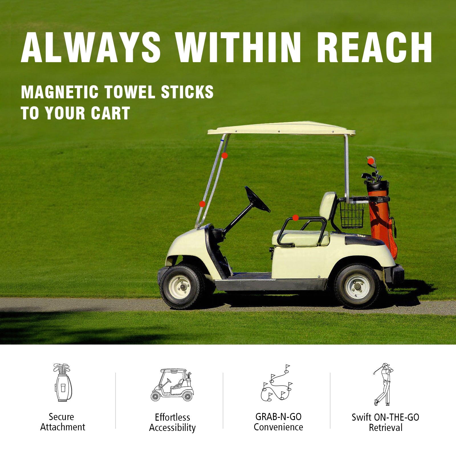 Dragon tiger Magnetic Golf Towel – 23.6"x15.7" Microfiber Waffle Weave with Magnet & Carabiner, Ultra Absorbent for Clubs, Bags & Carts