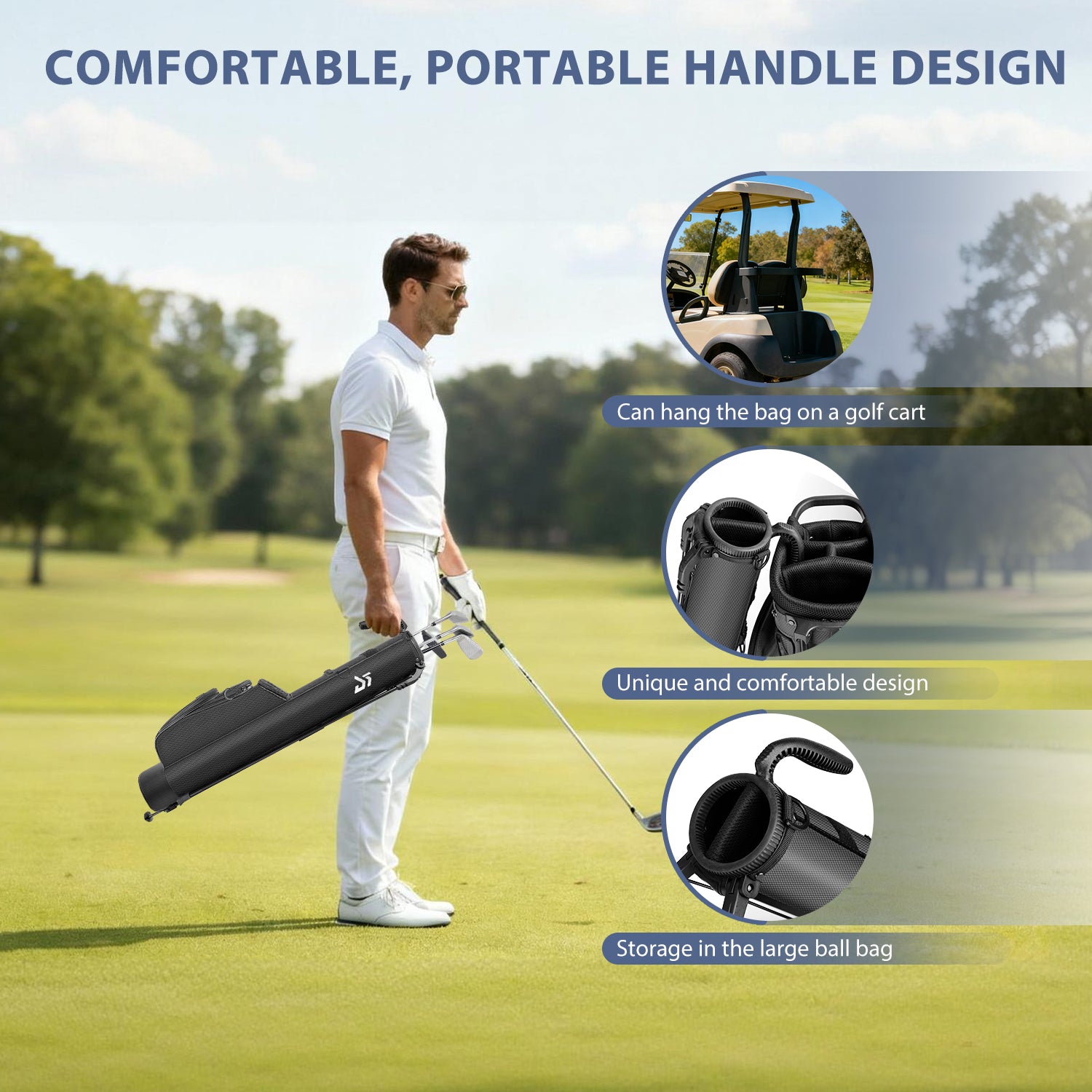 Dragon tiger Origin Mini Sunday Bag – Compact 2-Way Carry Bag for Par 3 & Range Days,Black