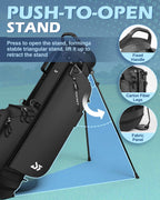 Dragon tiger Origin Stride – A Balanced 4-Way Stand Bag for Walking Golfers,Black
