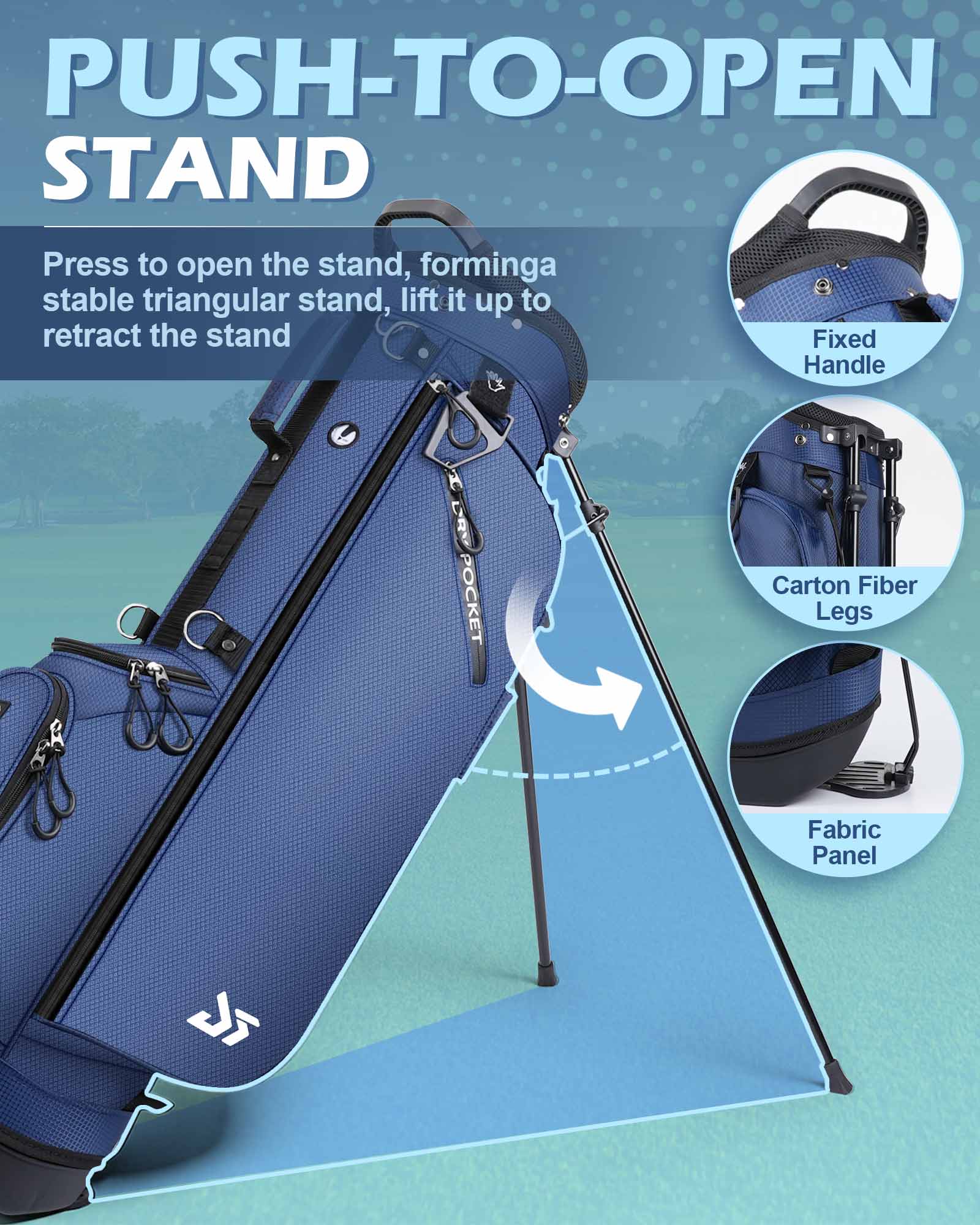 Dragon tiger Origin Stride – A Balanced 4-Way Stand Bag for Walking Golfers,Navy