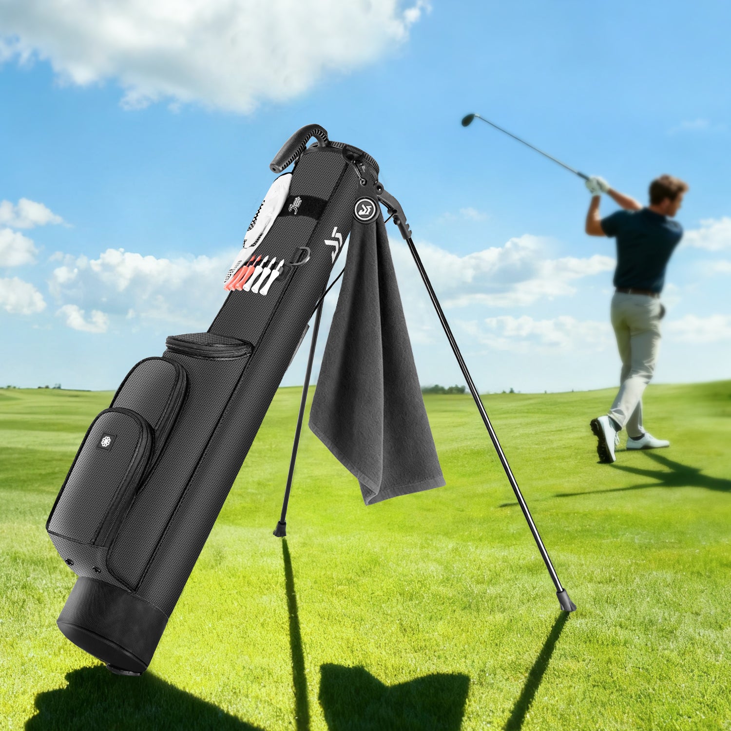 Dragon tiger Origin Mini Sunday Bag – Compact 2-Way Carry Bag for Par 3 & Range Days,Black