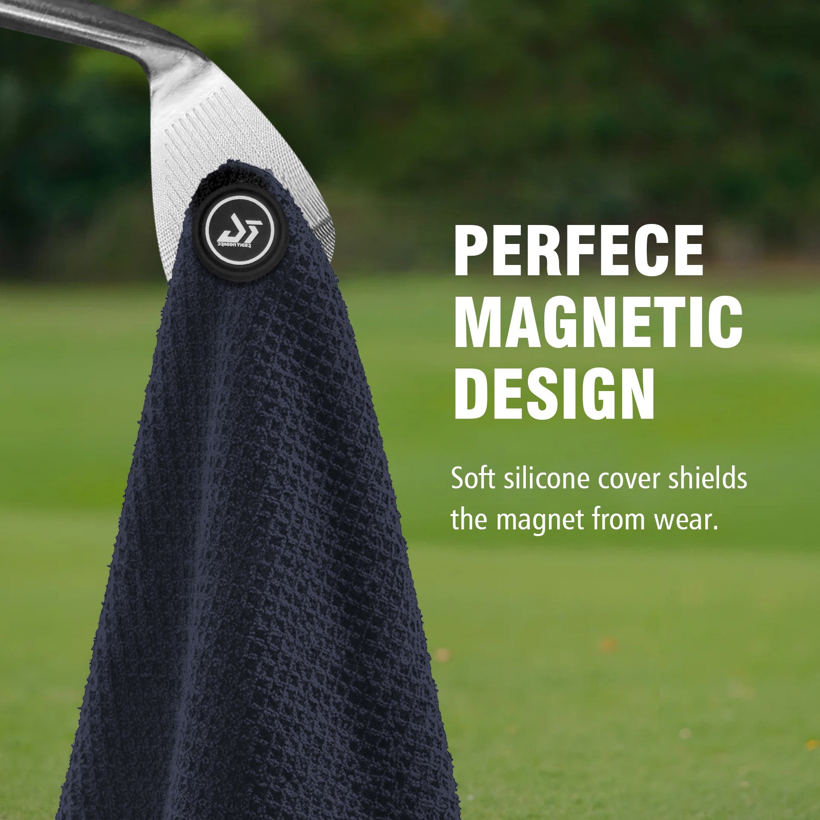 Dragon tiger Magnetic Golf Towel – 23.6"x15.7" Microfiber Waffle Weave with Magnet & Carabiner, Ultra Absorbent for Clubs, Bags & Carts