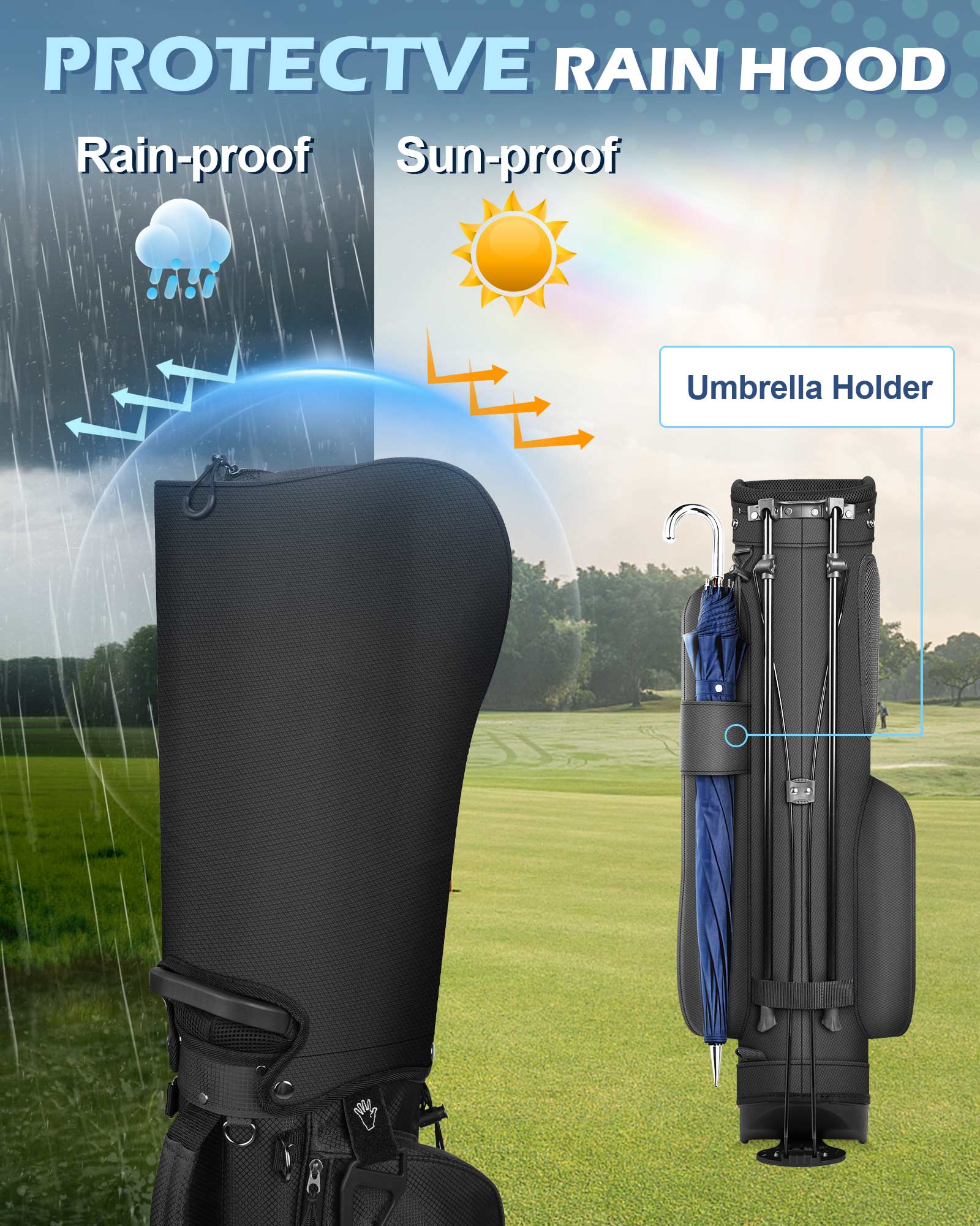 Dragon tiger Origin Stride – A Balanced 4-Way Stand Bag for Walking Golfers,Black