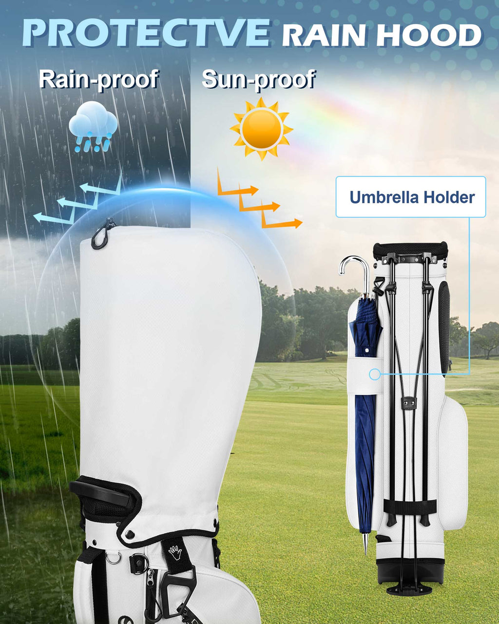 Dragon tiger Origin Stride – A Balanced 4-Way Stand Bag for Walking Golfers,White