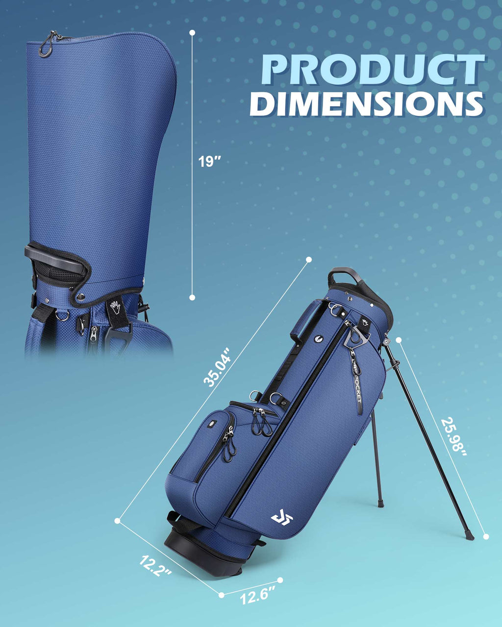 Dragon tiger Origin Stride – A Balanced 4-Way Stand Bag for Walking Golfers,Navy