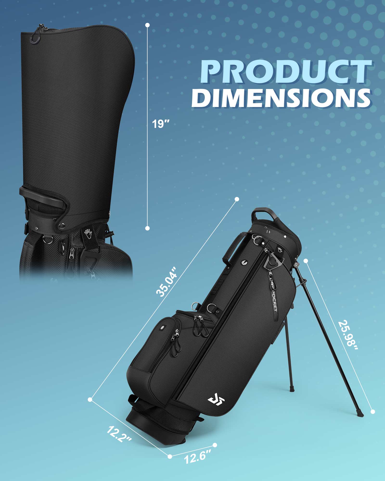 Dragon tiger Origin Stride – A Balanced 4-Way Stand Bag for Walking Golfers,Black