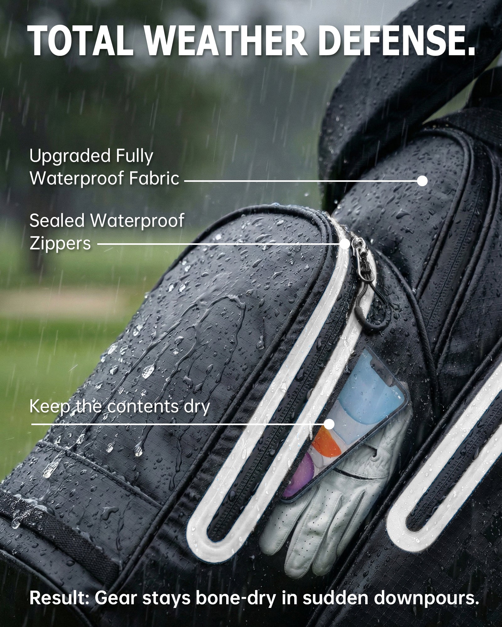 Dragon tiger Origin Carry Stand Bag – Water-Resistant 5-Way Golf Bag, Black with White Reflective Strips