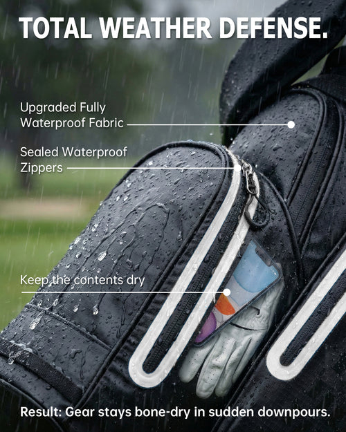 Dragon tiger Origin Carry Stand Bag – Water-Resistant 5-Way Golf Bag, Black with White Reflective Strips