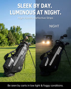 Dragon tiger Origin Carry Stand Bag – Water-Resistant 5-Way Golf Bag, Black with White Reflective Strips