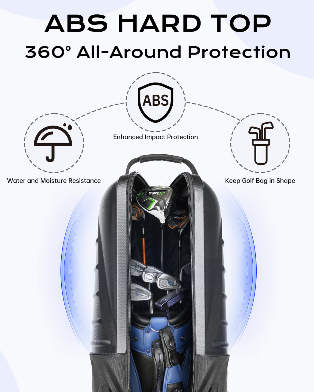 Dragon tiger Origin Travel Golf Bag Cover – Protective Travel Bag for Golf Clubs on the Road,Black