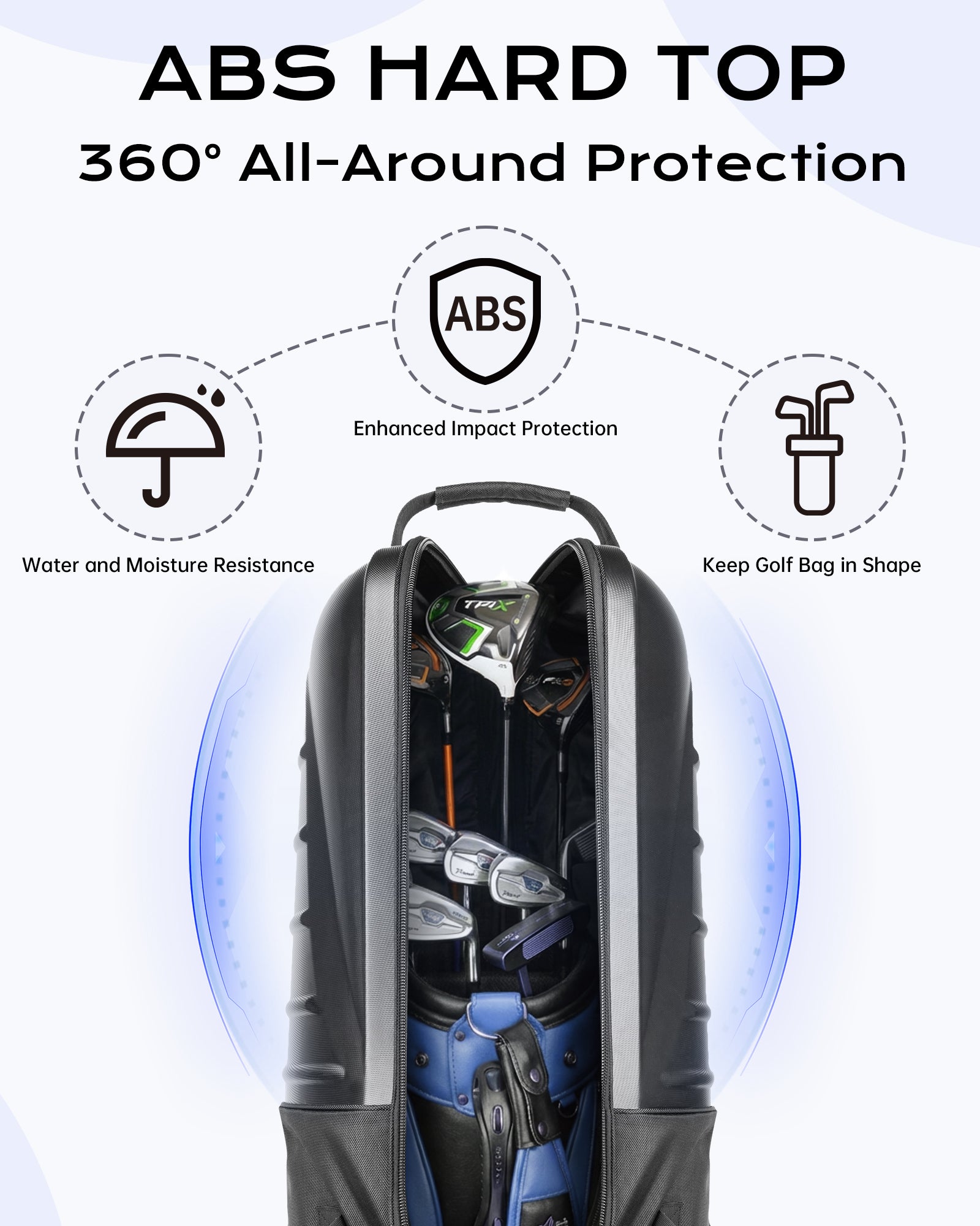 Dragon tiger Origin Travel Golf Bag Cover – Protective Travel Bag for Golf Clubs on the Road,Black